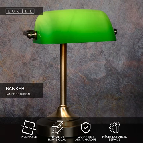 Lucide BANKER - Lampe de bureau - 1xE14 - Bronze - USP